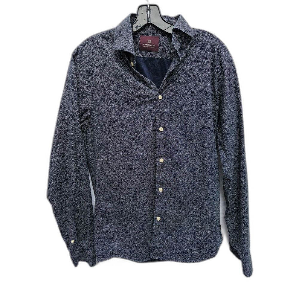 SCOTCH & SODA Long Sleeve Button Down Navy Dress Shirt Medium